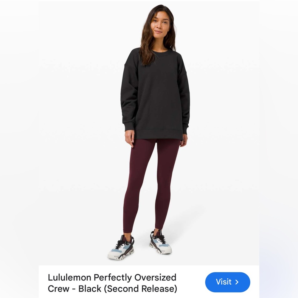 Lululemon Perfectly Oversized Crew Sweatshirt Black Cotton Terry Size 2/4